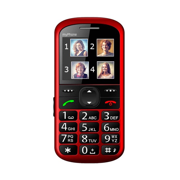 Myphone halo 2 rojo móvil senior 2.2'' cámara vga bluetooth microsd botón sos base de carga