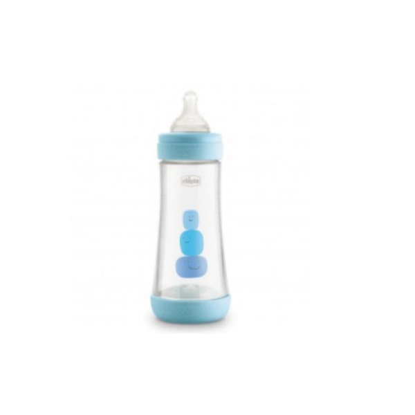 Chicco Perfect 5 Biberón Biofuncional Anticólicos Tetina Silicona Azul 4m+ 300ml