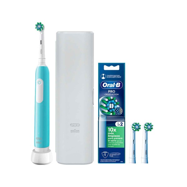 Braun oral-b series pro 1 caribeean blue / cepillo de dientes eléctrico + estuche + 2 recambios