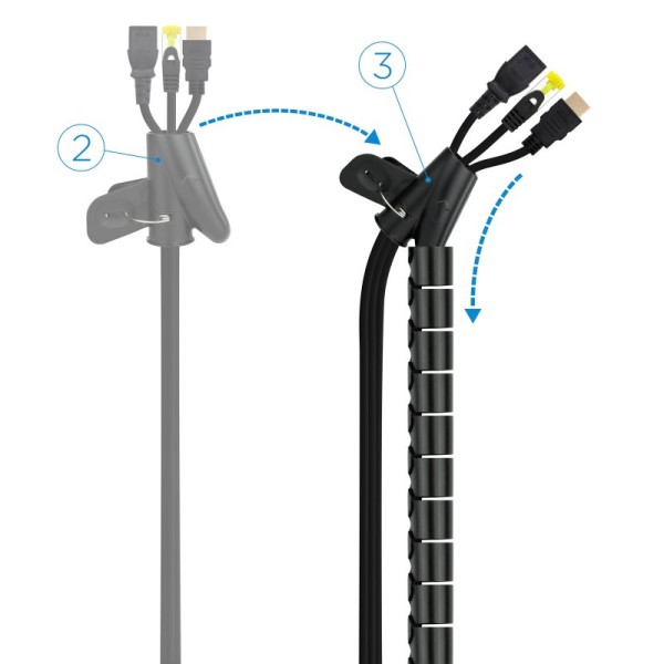 Nanocable organizador de cables flexible 25mm 1 m.