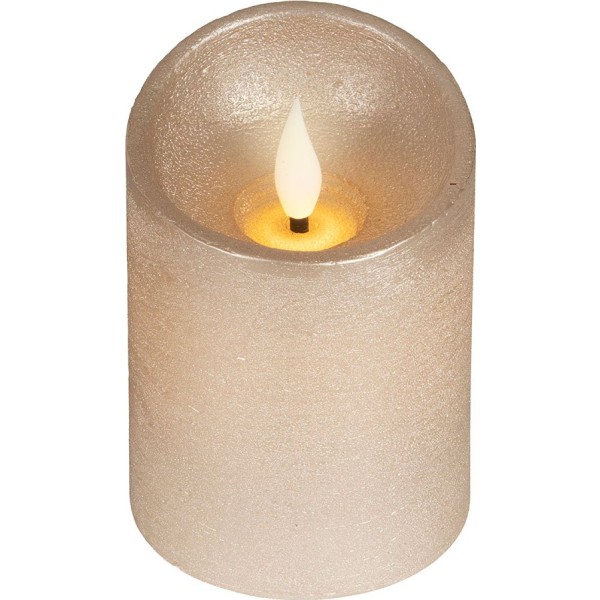 Vela de cera led, con parte superior curva, color dorado, ø7,5 x 10,5 cm