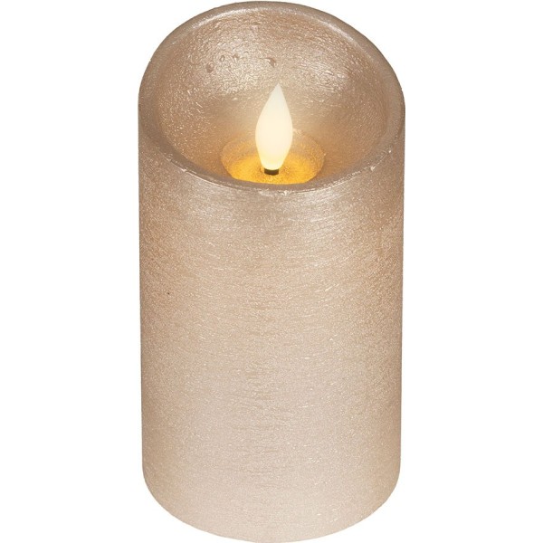 Vela de cera led, con parte superior curva, color dorado, ø7,5 x 13,5 cm