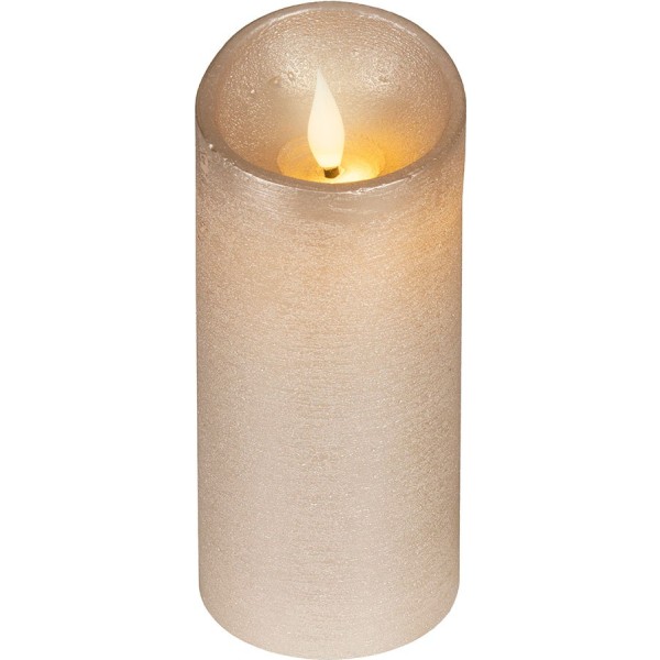 Vela de cera led, con parte superior curva, color dorado, ø7,5 x 17 cm