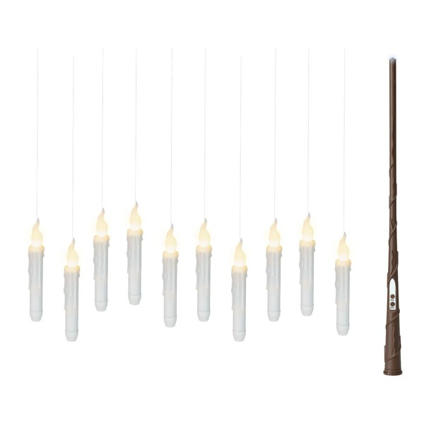 Velas led flotantes efecto llama con varita mágica, uso interior, blanco cálido, set de 10 uds